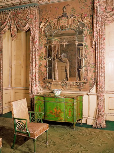 Kommode und Stuhl im Staatsbettzimmer in Nostell Priory, Yorkshire von Thomas Chippendale